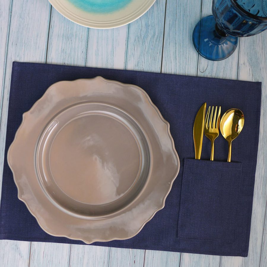 Navy Blue Plain Pocket Placemats Cotton & Canvas Philippines