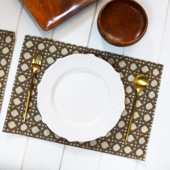 Brown Solihiya Printed Fabric Placemats