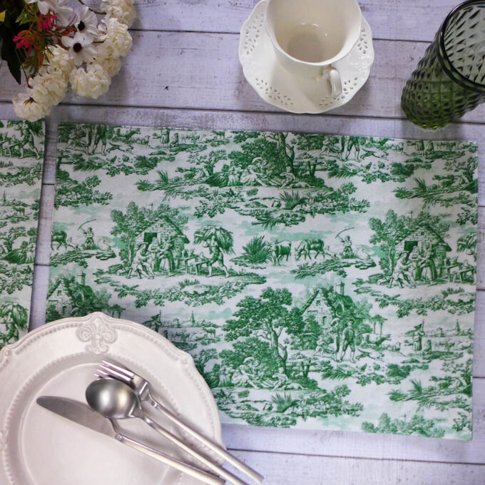 Verte Toile Printed Fabric Placemats