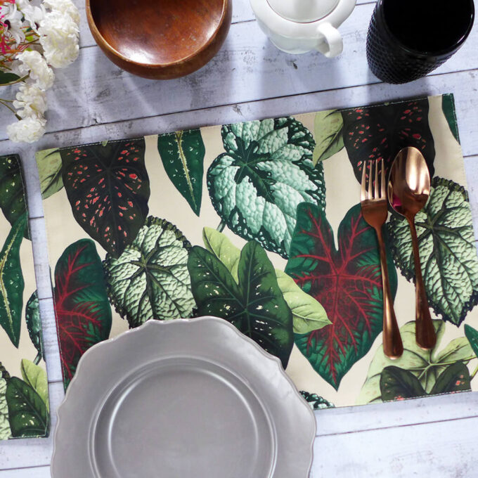 Vintage Houseplants Printed Fabric Placemats