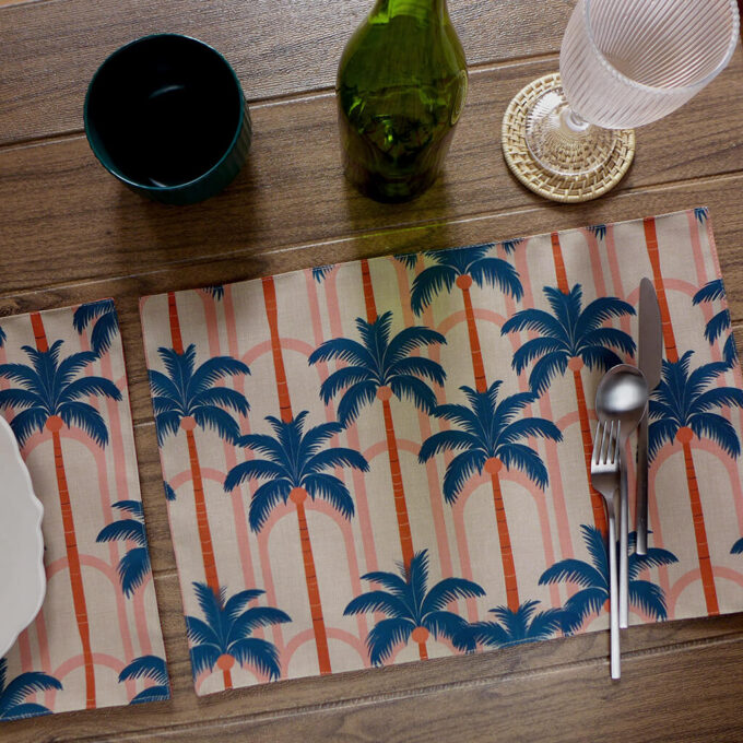 Boho Palms Printed Fabric Placemats
