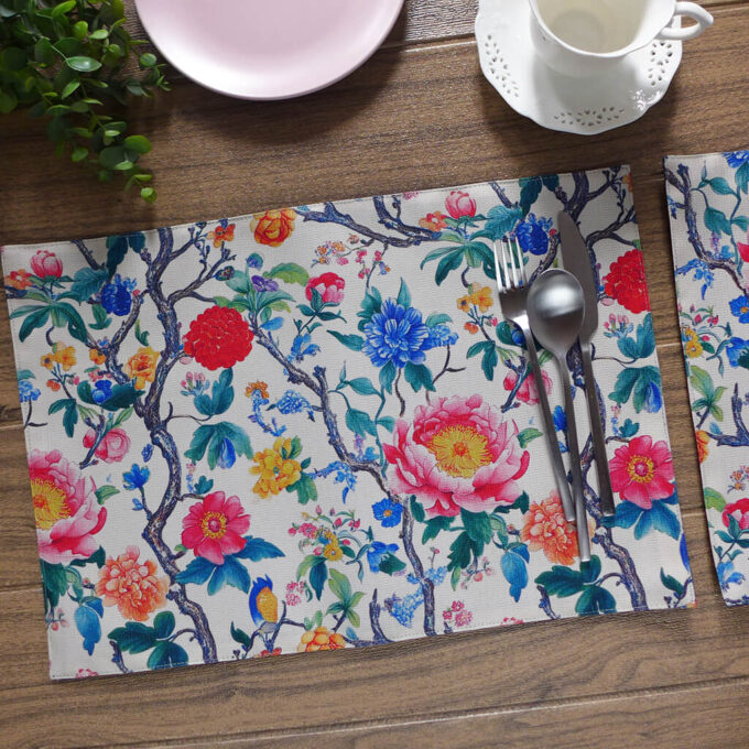 Floral Toile Printed Fabric Placemats